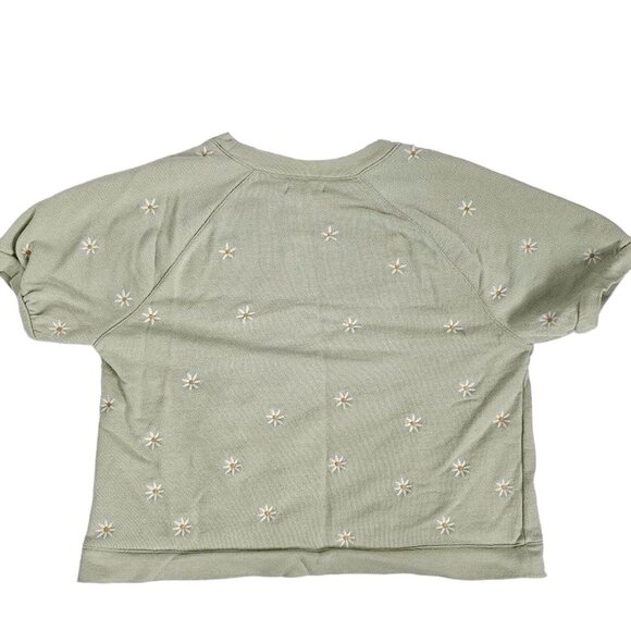 Madewell Daisy Embroidered Short Puff Sleeve Relaxed Fit Sweatshirt Size Medium - Picture 3 of 5